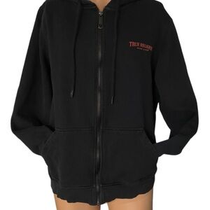 True Religion Mens Large Black Zip-Up Hoodie
